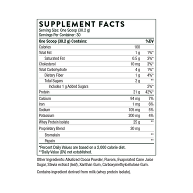 Thorne Whey Protein Isolate Chocolate 30 Scoops