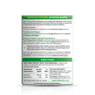 Vitabiotics Ultra Folic Acid 60 Tablets