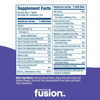 Bariatric Fusion Very Berry Complete Chewable Multivitamin With Vitamin K 120 Tablets
