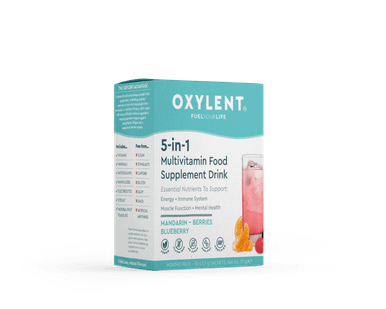 Oxylent 5-In-1 Multivitamin Food Supplement Drink Mandarin, Berries, Blueberry 30'S