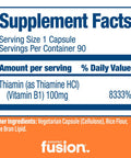 Bariatric Fusion Vitamin B1 (Thiamin) 100 Mg 90 Capsules