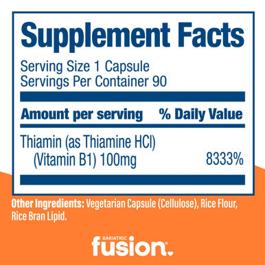 Bariatric Fusion Vitamin B1 (Thiamin) 100 Mg 90 Capsules