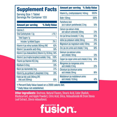 Bariatric Fusion Wild Cherry Complete Chewable Multivitamin 120 Tablets